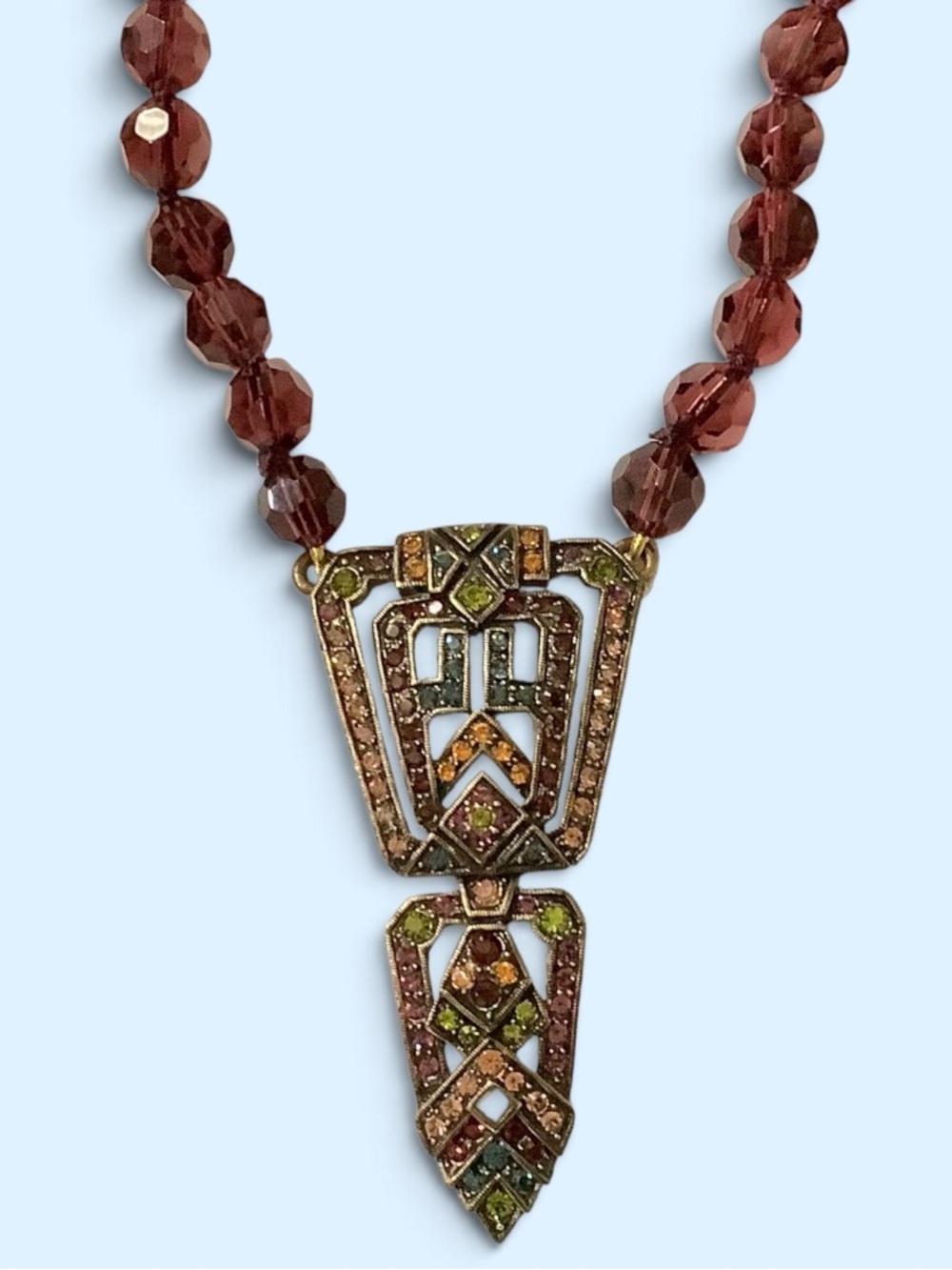 Heidi Daus vintage art deco necklace with multicolored Swarovski crystals NWOT